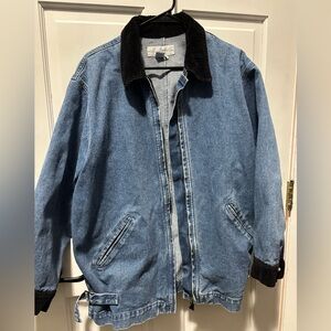 Unisex Blue Denim Jacket with Black Collar